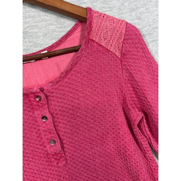 Soft Surroundings Pink Palmer Boho‎ Floral Embroidery Thermal Top Size S - Picture 3 of 6